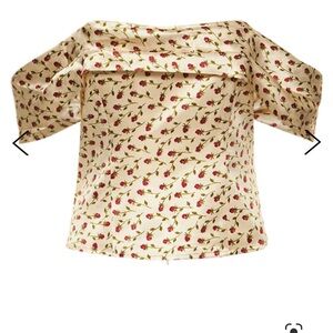 Reformation Lux printed satin silk top rose
